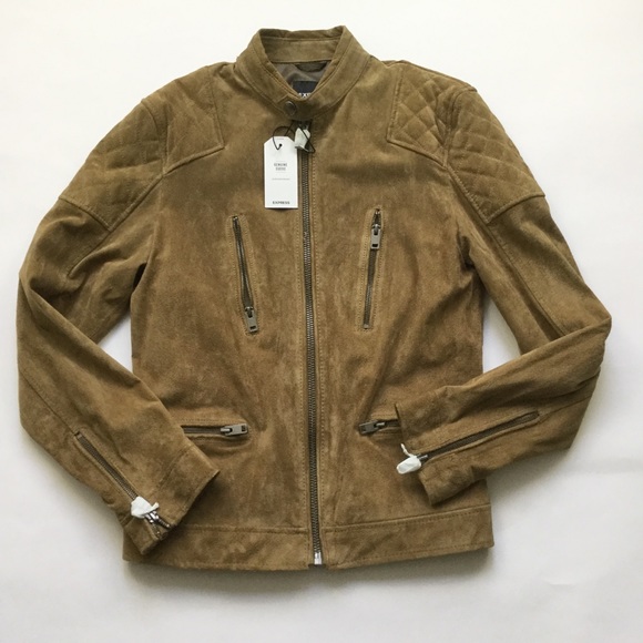 Express Mens Genuine Suede Leather Moto 